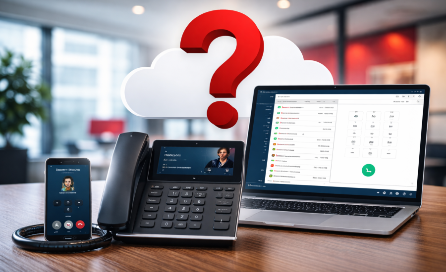 Cloud phone system with question mark